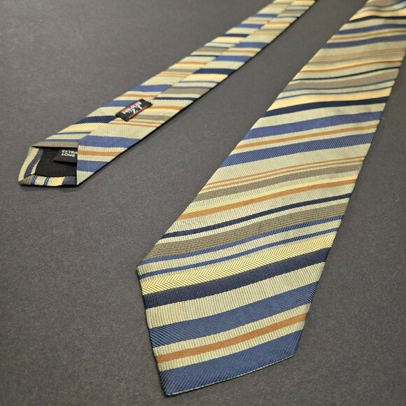 Nordstrom By JZ Richards Extra Long Silk Tie Striped Blue/Gold/Brown 64x3.75 USA - Picture 3 of 8